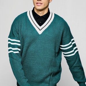 Oversized V Neck Knitted (BooHoo)